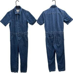 Everlane Short Sleeve Denim Coverall Boilersuit Medium Blue Utility Workwear